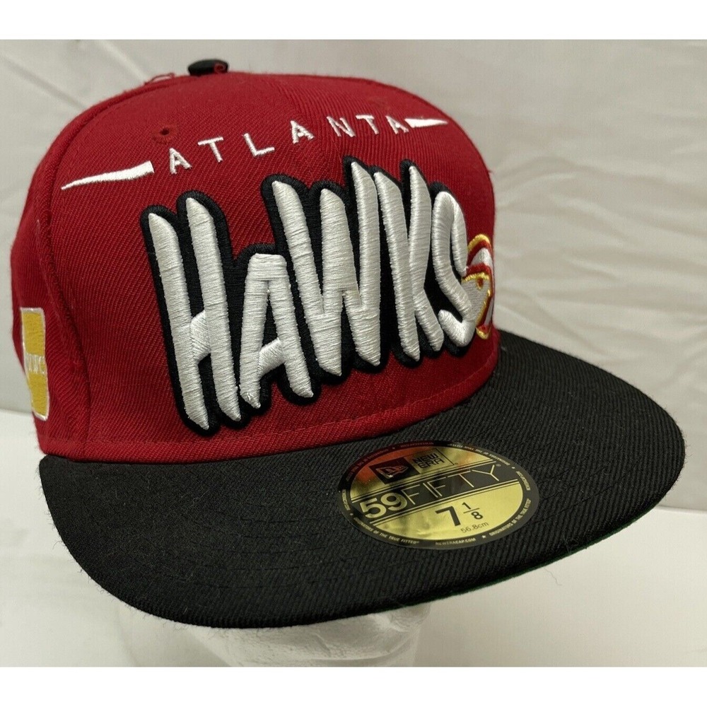 Atlanta HAWKS Hat Cap Fitted 7 1/8 New Era Hardwood Classic 59Fifty Flat Bill